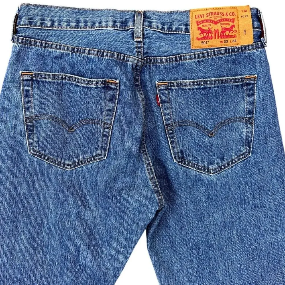 Levi's 501 Original Straight Men's Medium Wash Jeans 100 Cotton size 33 x 34 33W